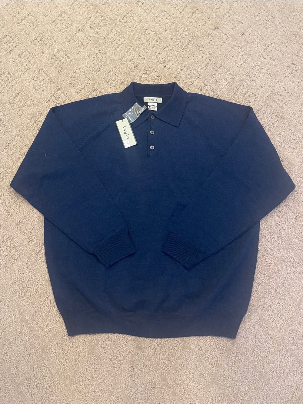 Tagio Navy Long-Sleeve Polo Sweater
